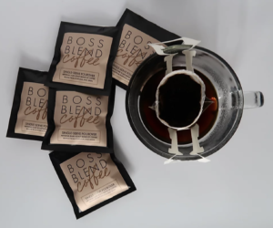 Boss Blend Coffee single serve pour over packets. Coffee is the perfect gift idea for mom or anybody.