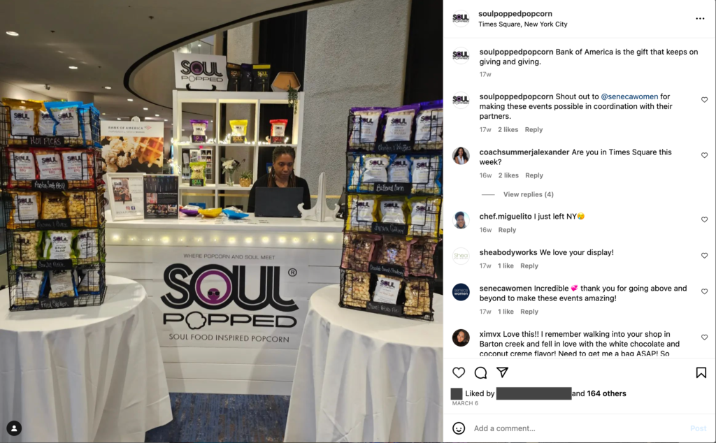 Soul Popped Popcorn (Black owned) at a pop up event in New York City.