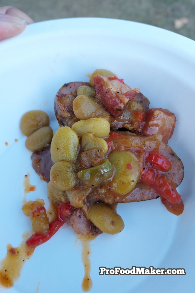 Smoked duck andouille with pit smoked butter beans