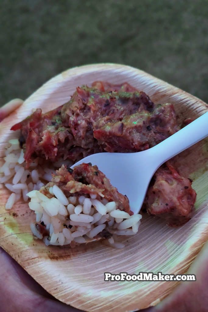 Smothered oxtail on a bed of dirty rice from Horn BBQ