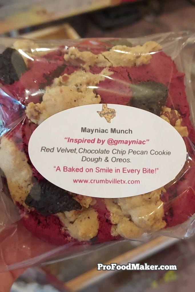 Crumbville Houston menu item - Mayniac Munch red velvet cookies