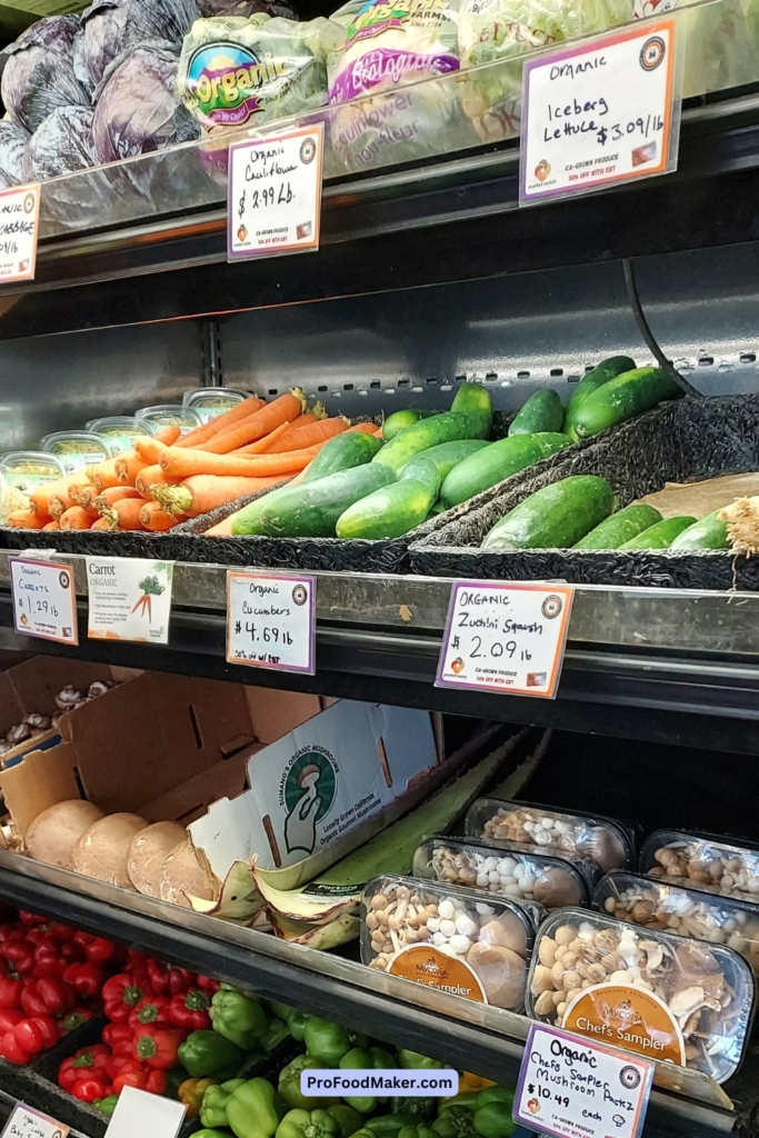 bay area grocery. Fresh and organic produce such as carrots, lettuce, cauliflower, zucchini, cucumber and more.