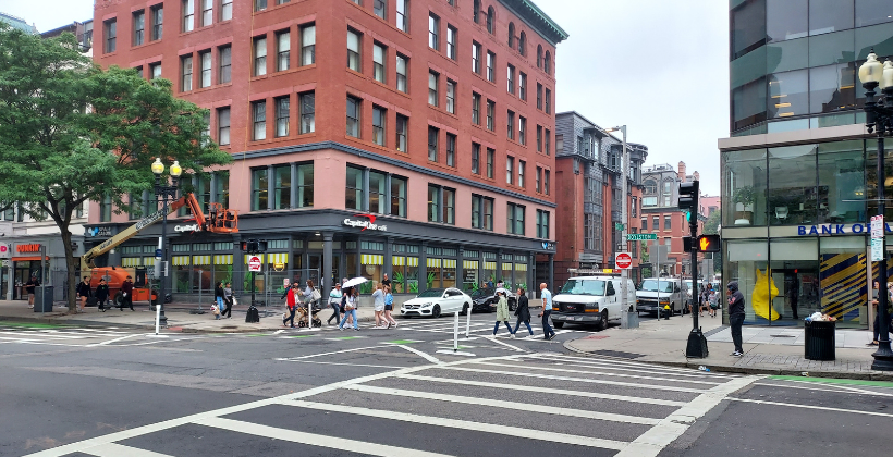 One of the Capital One Cafe Boston locations - Back Bay. This photo is of the outside building taken from across the street.