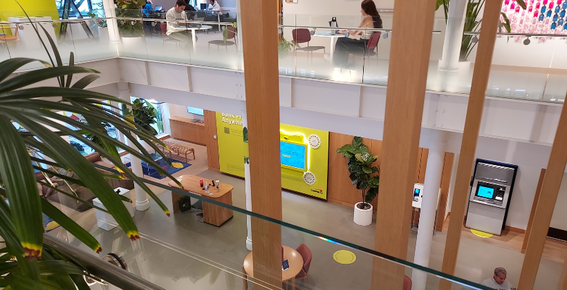 Upstairs and downstairs of the cafe