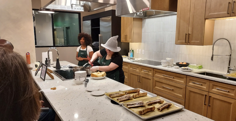 Demonstration cooking class at Hone Sharpen.