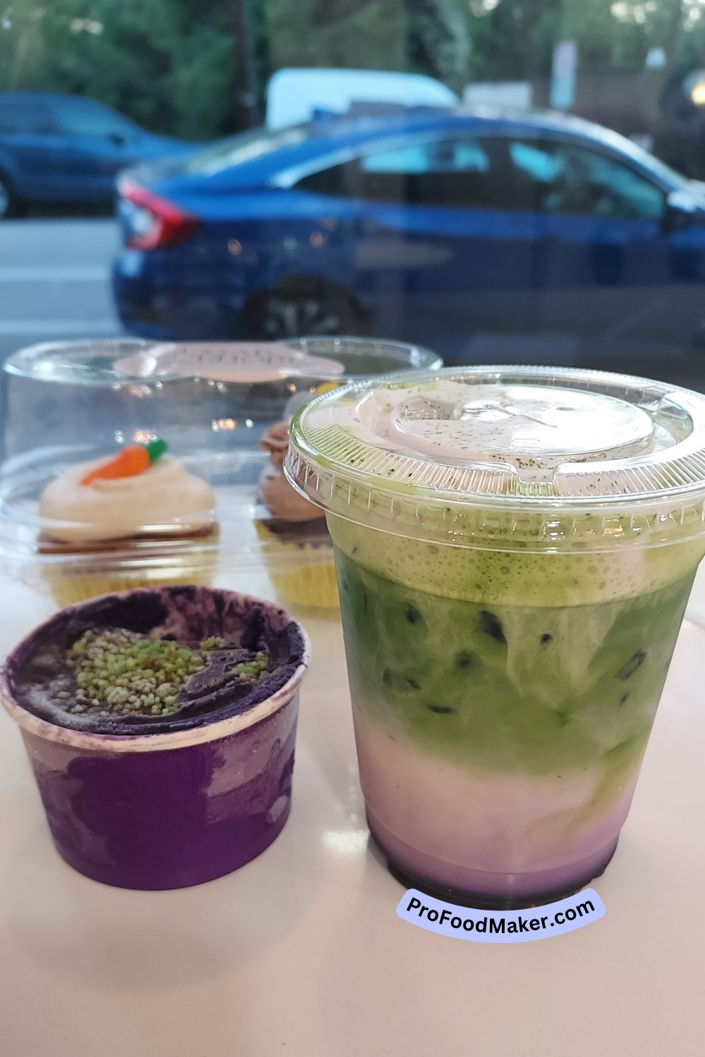 ube matcha latte from sugar euphoria in downtown raleigh