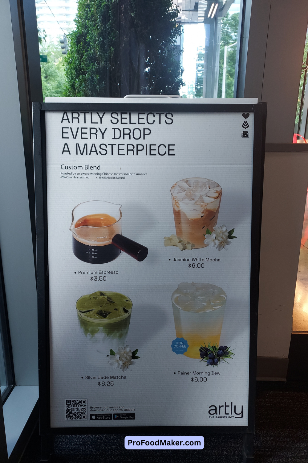 Artly Coffee menu featuring Silver Jade Matcha