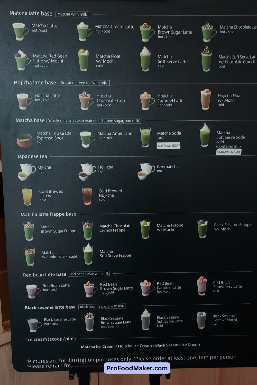 nanas green tea menu for drinks