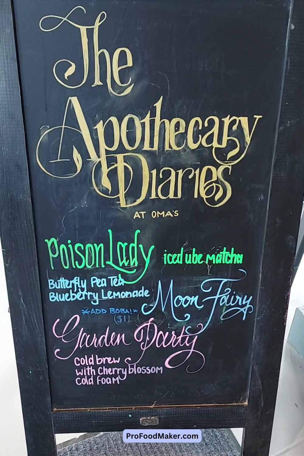 omas cafe and wine bar menu featuring the apothecary diaries