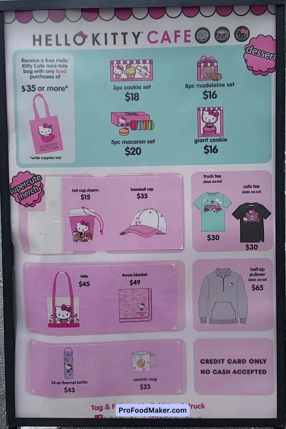 Hello kitty cafe truck menu